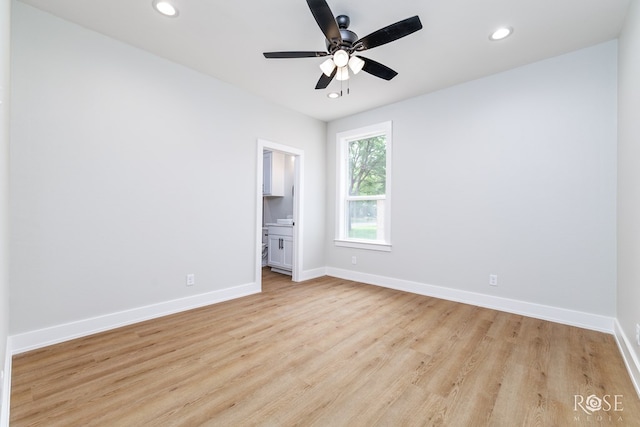 2734 Oak Hills Trl, San Angelo, TX 76904 - empty room with light wood finished floors, recessed lighting, baseboards, and a ceiling fan