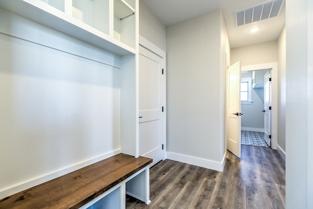 mudroom featuring dark hardwood / wood-style floors