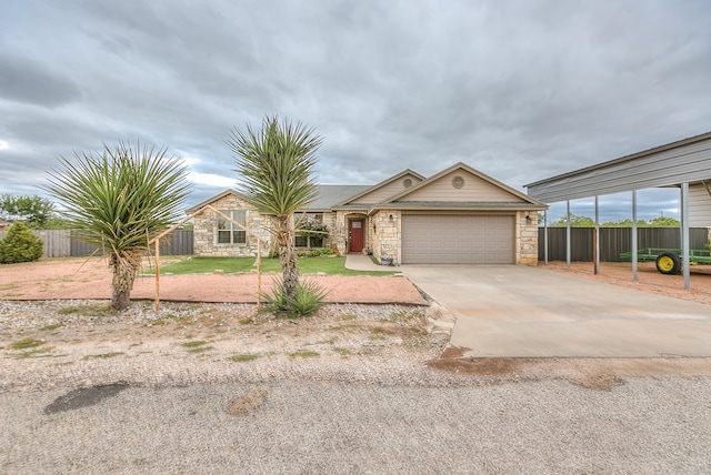 ranch-style home featuring a garage