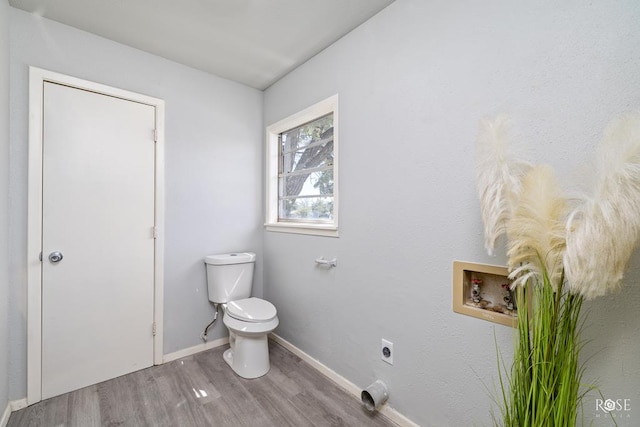 bathroom with wood-type flooring and toilet