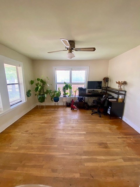 925 E 40th St, San Angelo, TX 76903 - office area with wood finished floors, baseboards, and ceiling fan
