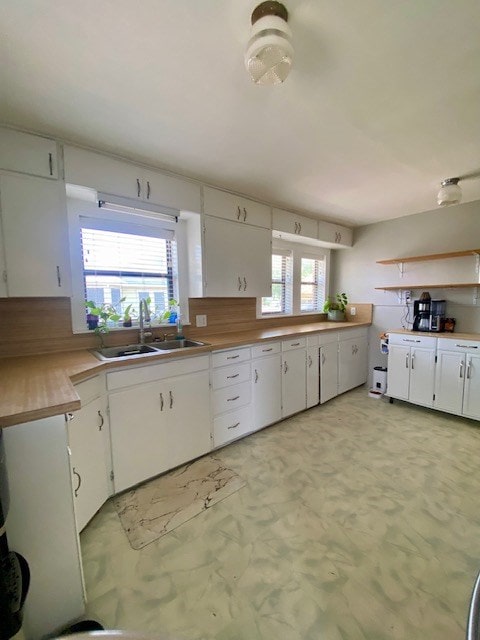 925 E 40th St, San Angelo, TX 76903 - kitchen with a sink, white cabinets, and light countertops