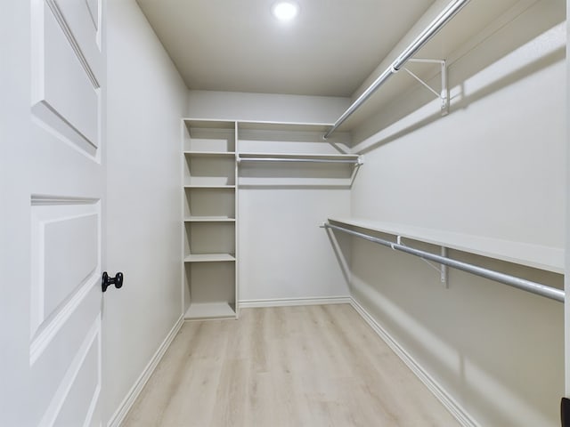 spacious closet with light hardwood / wood-style flooring