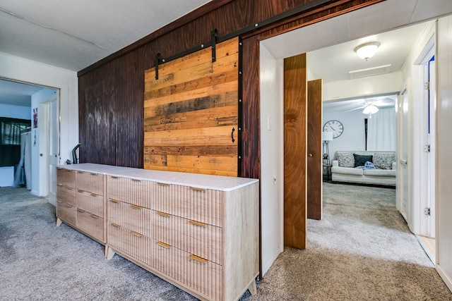 421 N Archer St, San Angelo, TX 76903 - hall with light carpet and wood walls