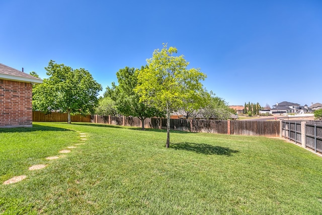 view of yard featuring a fenced backyard