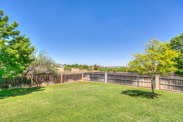 view of yard featuring a fenced backyard
