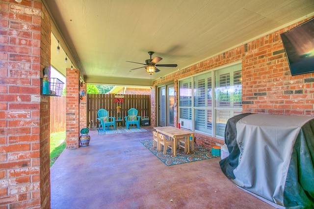 6023 Warwick Dr, San Angelo, TX 76904 - view of patio featuring a ceiling fan and a grill