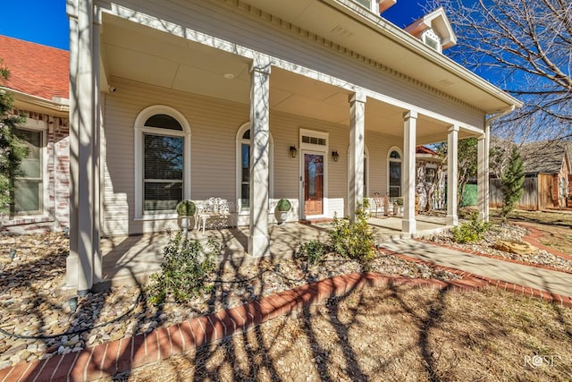 property entrance with a porch