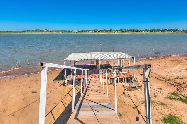 view of dock featuring a water view