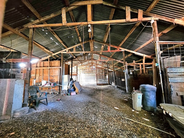 misc room featuring lofted ceiling