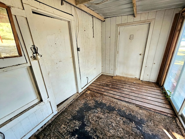 interior space with wood walls