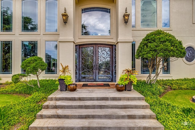 property entrance with french doors