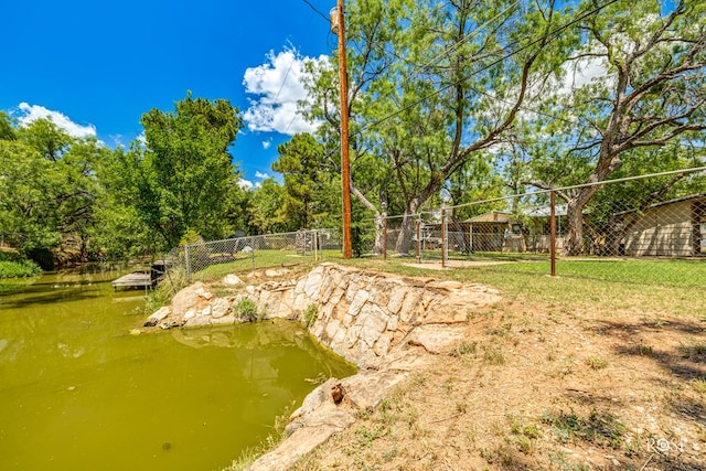 view of yard with a water view