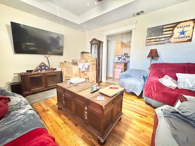 living room featuring light hardwood / wood-style floors