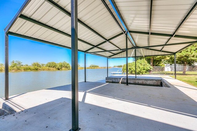 dock area featuring a water view