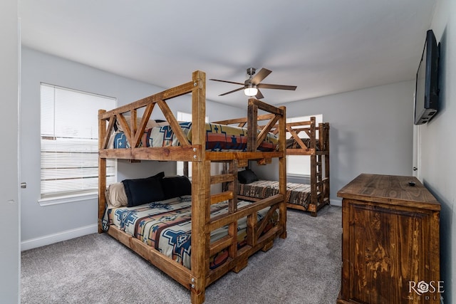 bedroom with carpet and ceiling fan