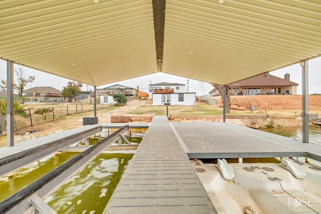 view of dock featuring a water view