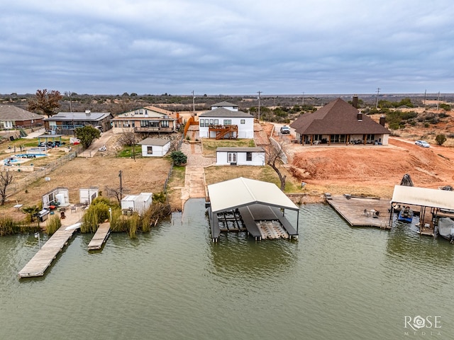 bird's eye view featuring a water view