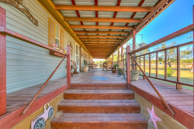 wooden deck with covered porch