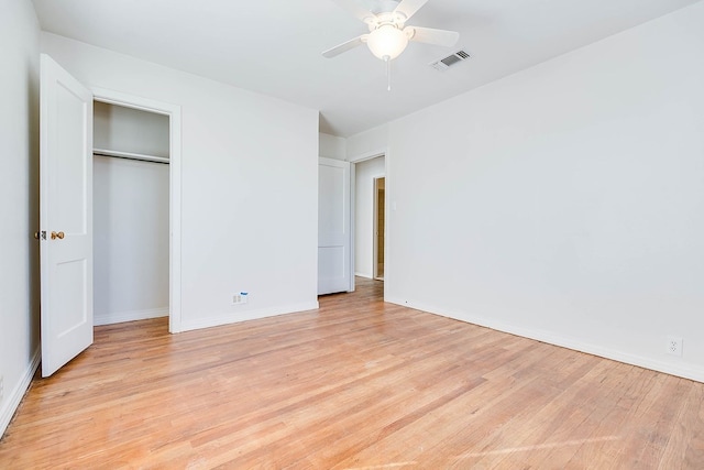1221 Howard Ave, San Angelo, TX 76901 - unfurnished bedroom featuring light wood-style floors, a closet, and ceiling fan