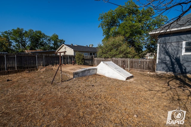 view of storm shelter