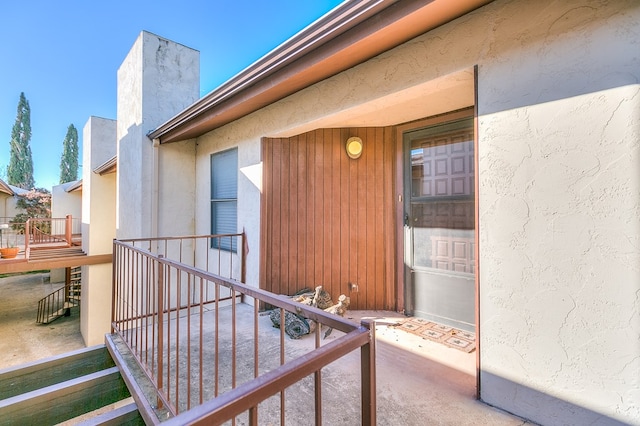 doorway to property with a balcony