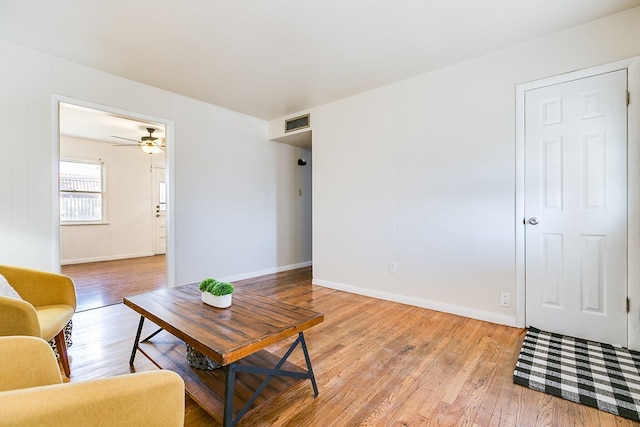 living room with light wood-type flooring