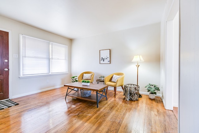 sitting room with light wood-type flooring