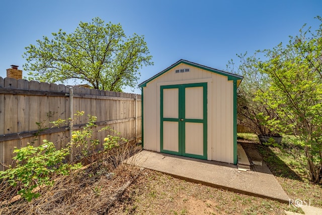3853 Sandstone Rd, San Angelo, TX 76904 - view of shed featuring a fenced backyard