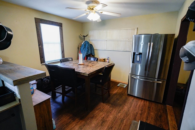 7229 Sun Ln, San Angelo, TX 76901 - dining area featuring dark wood-style floors and a ceiling fan