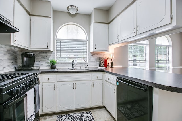 3306 Timber Ridge Dr, San Angelo, TX 76904 - kitchen with black appliances, dark countertops, and white cabinets
