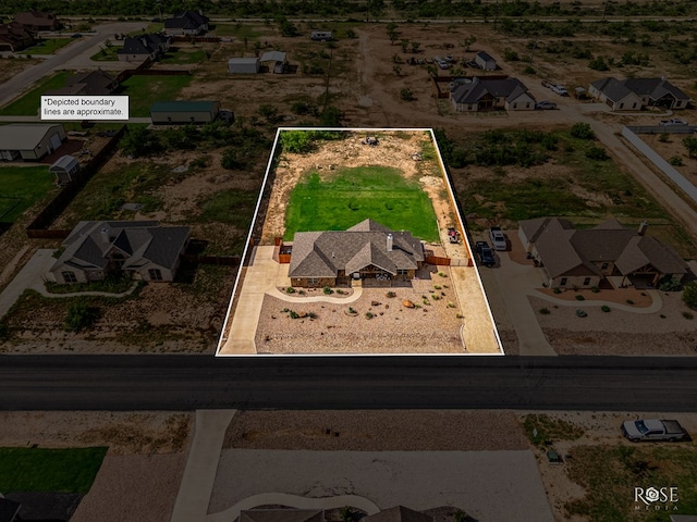 5292 Grey Wolf Ln, San Angelo, TX 76901 - aerial perspective of suburban area featuring property parcel outlined