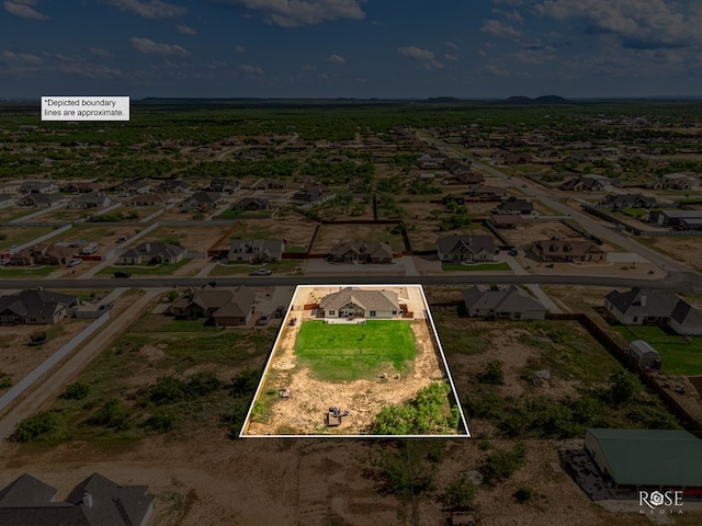 5292 Grey Wolf Ln, San Angelo, TX 76901 - aerial perspective of suburban area with property parcel outlined