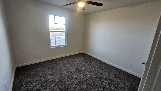 1730 La Follette St, San Angelo, TX 76905 - unfurnished room with dark colored carpet, ceiling fan, and baseboards