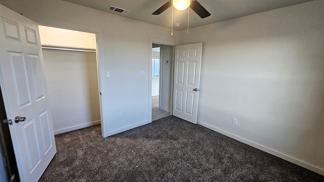 1730 La Follette St, San Angelo, TX 76905 - unfurnished bedroom featuring dark carpet, baseboards, and ceiling fan