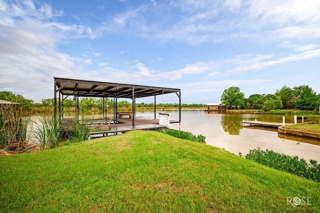 3237 Red Bluff Rd W, San Angelo, TX 76904 - dock area featuring a water view and a lawn