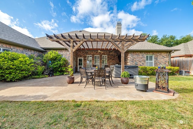 3122 Clearview Dr, San Angelo, TX 76904 - view of patio / terrace with a pergola and a hot tub