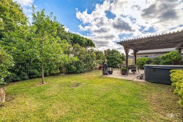 3122 Clearview Dr, San Angelo, TX 76904 - view of yard featuring a hot tub, a pergola, and a patio
