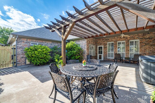 3122 Clearview Dr, San Angelo, TX 76904 - view of patio with outdoor dining space, a pergola, and a ceiling fan