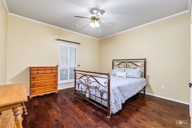 3122 Clearview Dr, San Angelo, TX 76904 - bedroom with hardwood / wood-style flooring, ornamental molding, and ceiling fan