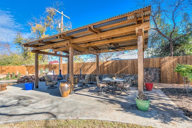 view of patio / terrace with ceiling fan