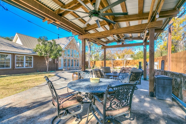 view of patio / terrace with ceiling fan