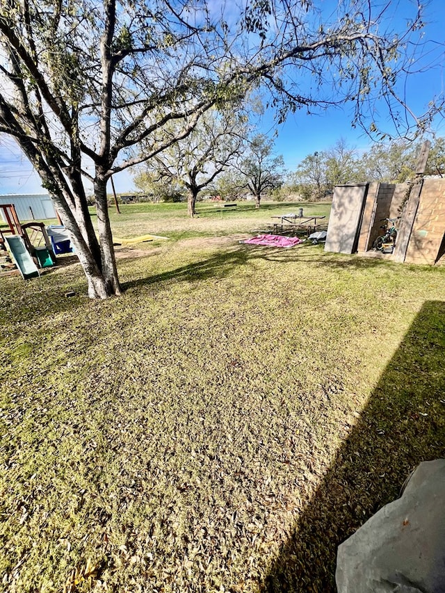 view of yard with a playground