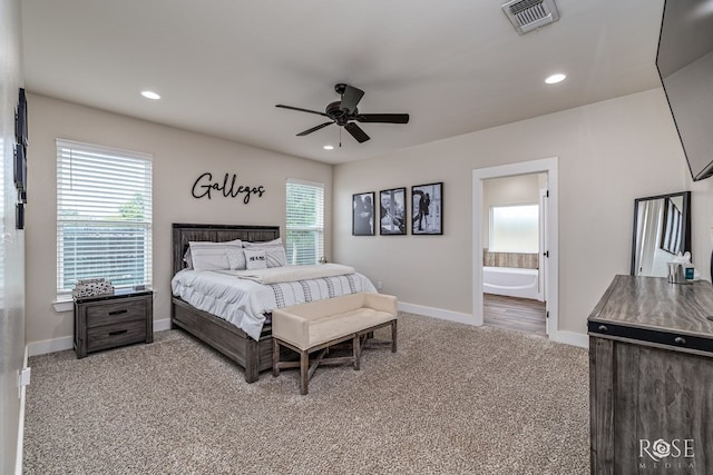 5949 Merrick St, San Angelo, TX 76904 - carpeted bedroom featuring recessed lighting, ensuite bathroom, and ceiling fan