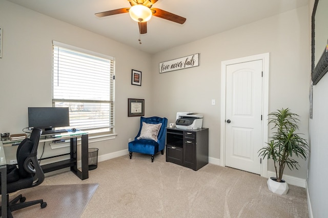 3536 Jaguar Trl, San Angelo, TX 76901 - carpeted office space featuring ceiling fan and baseboards