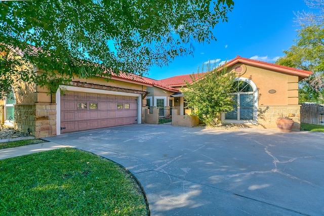 view of front of property with a garage