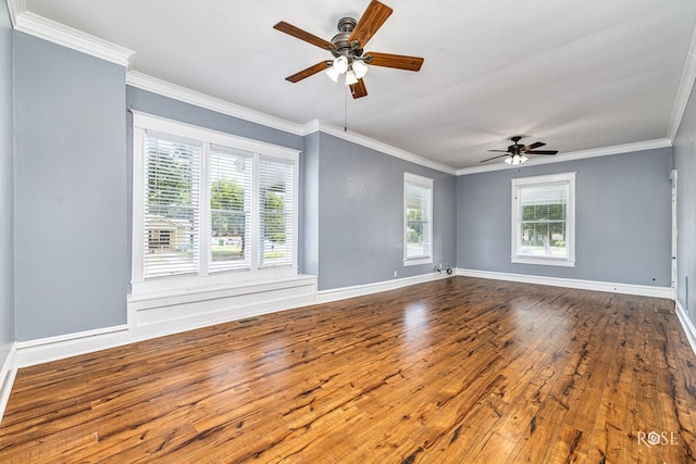 2 N Adams St, San Angelo, TX 76901 - unfurnished room with a ceiling fan, hardwood / wood-style floors, and crown molding
