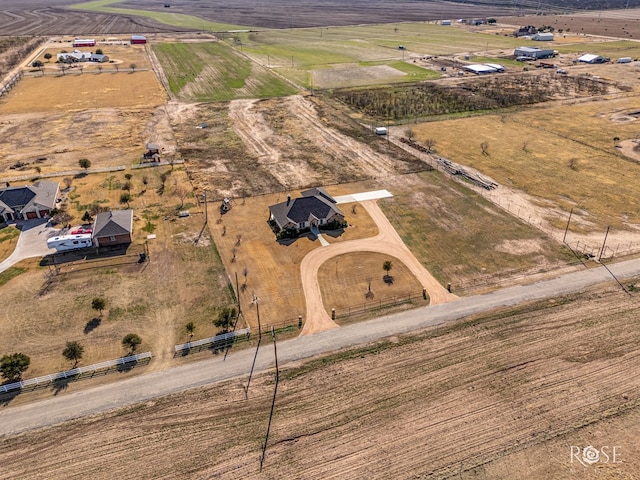 bird's eye view with a rural view