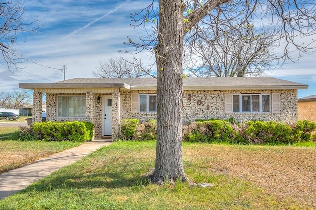 ranch-style house featuring a front yard