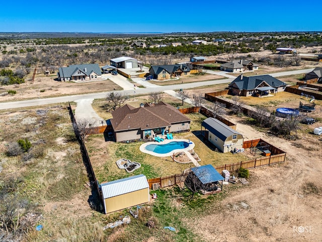 bird's eye view with a residential view